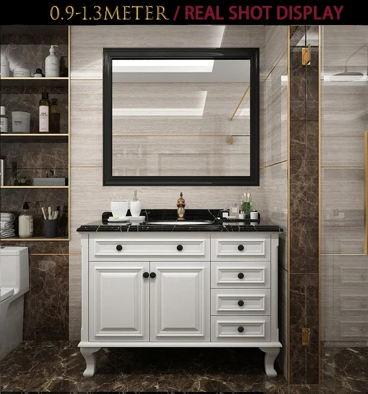 Solid Wood Armoire  Cabinet, Mirror Double Sink , Floor to ceiling Washbasin,