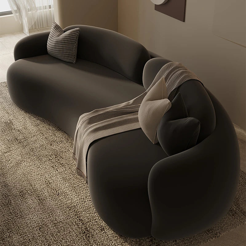 Nordic Armrest Large Filler Sofas,  European Brown Wood ,Floor Salon Sofa , Luxury & Unique Recliner
