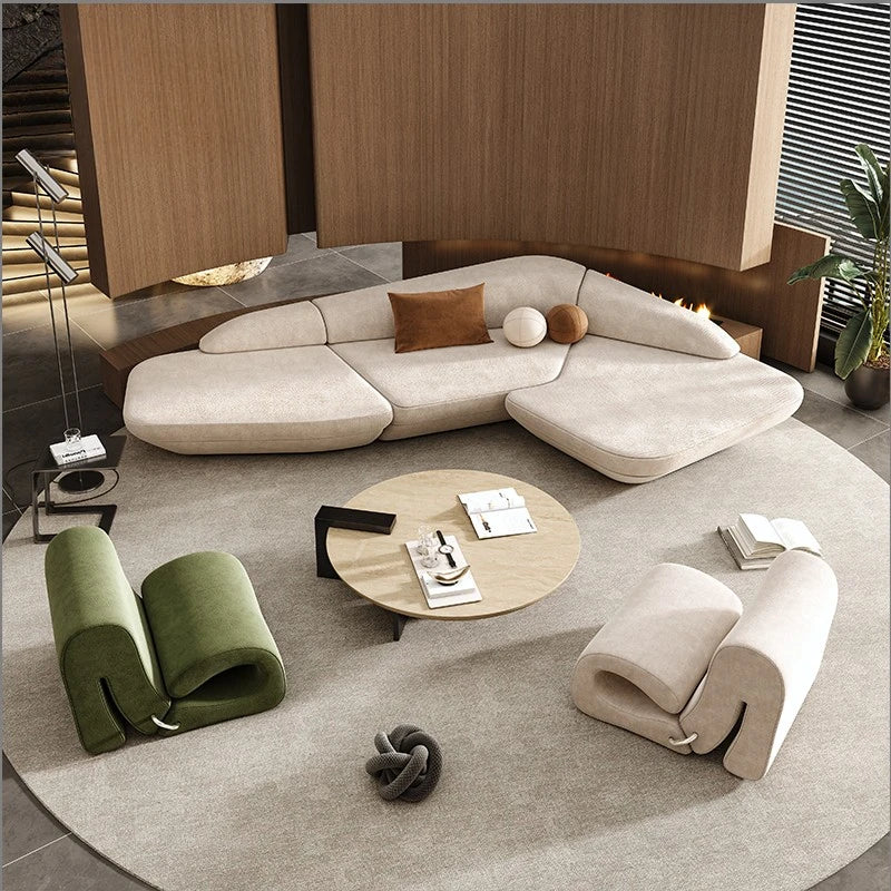 Reception Corner Aesthetics Curved Cute Luxury Leisure Sofa , Office Designer Art