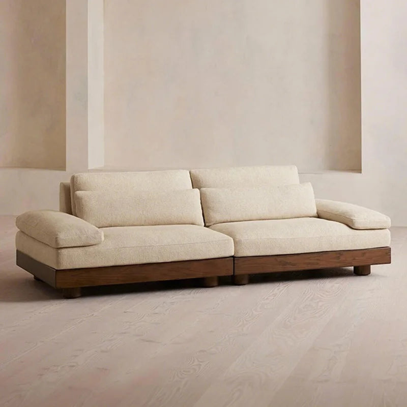 Nordic European Large Single Linen Beige Fabric, modern sectional  sleeper couch