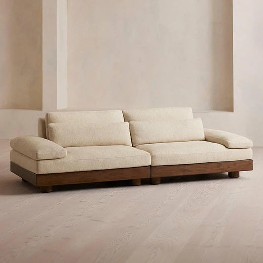Nordic European Large Single Linen Beige Fabric, modern sectional  sleeper couch