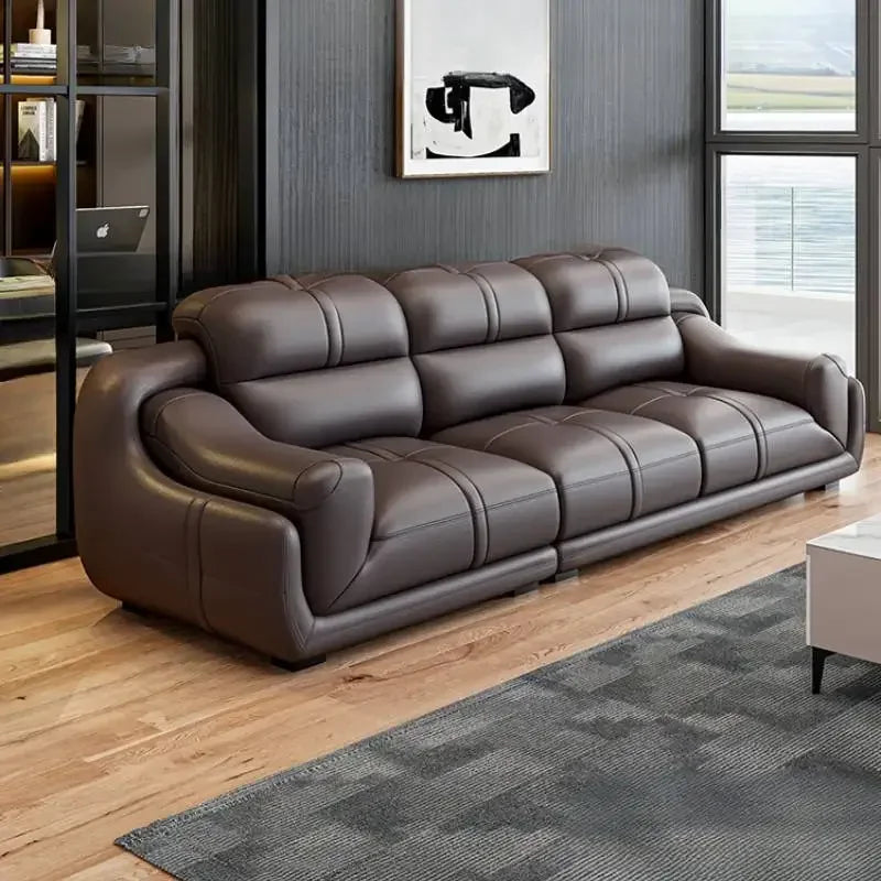 Nordic Modern Reclining Designer Large Wood  Brown Armrest design full set sofas