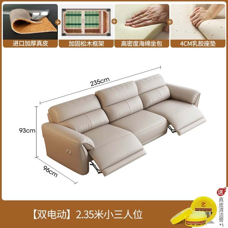 Minimalist Luxury Floor Recliner Sofa Bed modern 3 seater,genuine leather designer