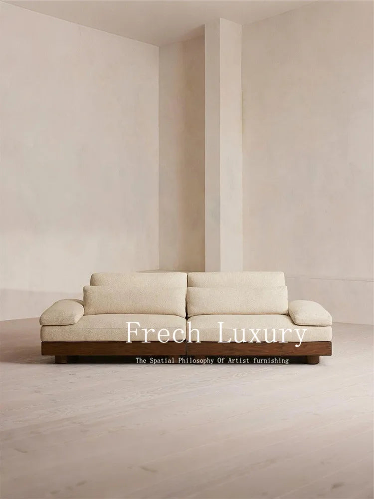 Nordic European Large Single Linen Beige Fabric, modern sectional  sleeper couch