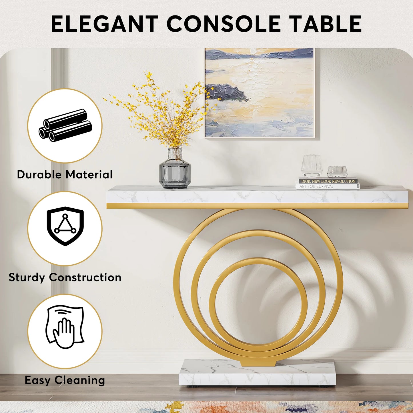 Tribesigns  Gold Entryway  Modern Console  Narrow Long, Contemporary Accent Table