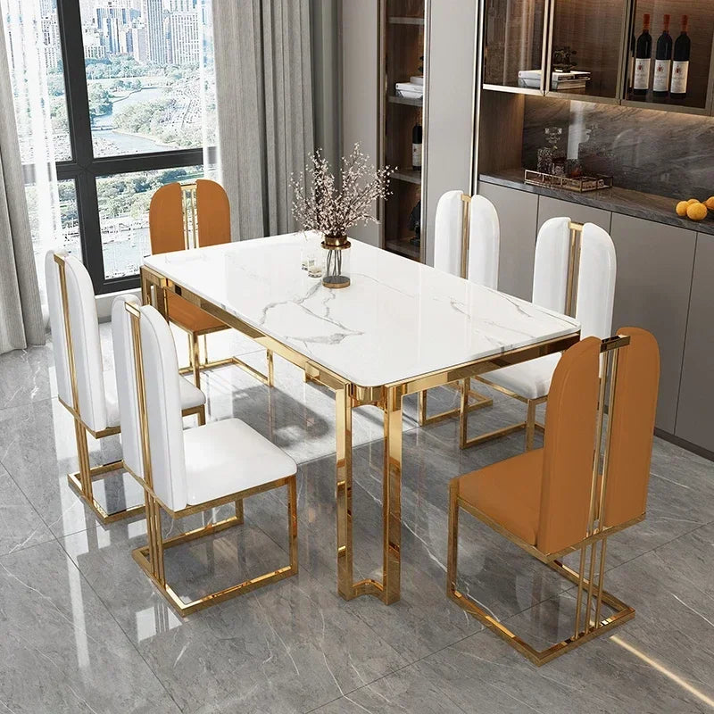 Nordic Unique Luxury Table Chairs Metal  Legs, Modern Rectangular design  .Space Saving