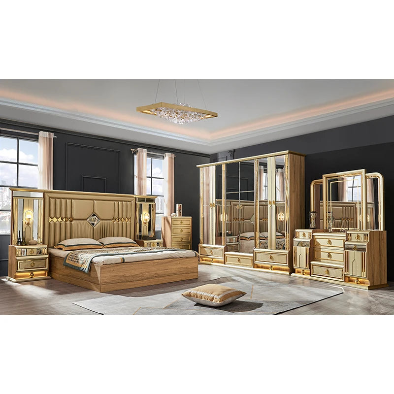 Villa  Master Room classic royal luxury King Double/ Queen Bed MDF Wooden  Bed Set