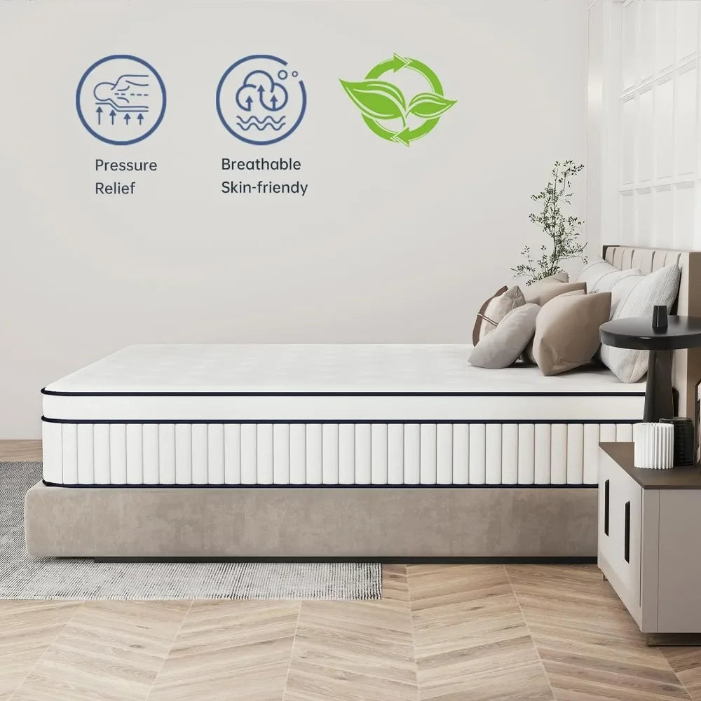 10 Inch King Size Mattress , Ultimate Motion Isolation,, Strength Hybrid