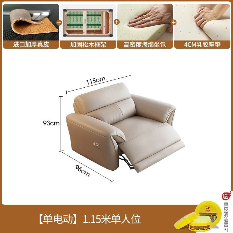 Minimalist Luxury Floor Recliner Sofa Bed modern 3 seater,genuine leather designer