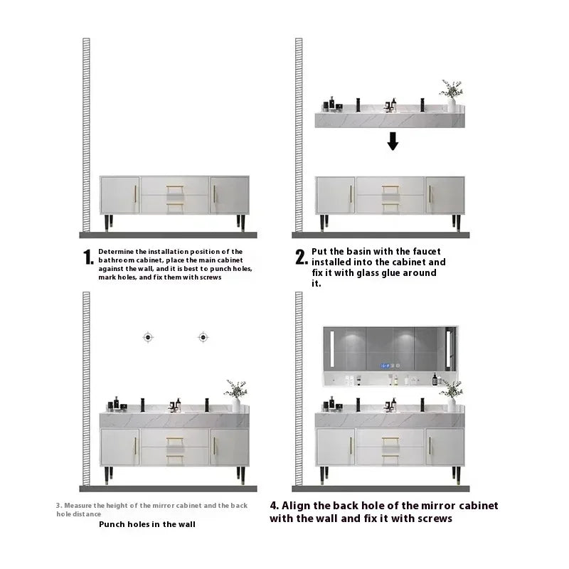 Modern Simple cabinet , Basin Washstand, Mirror Rock Plate Double