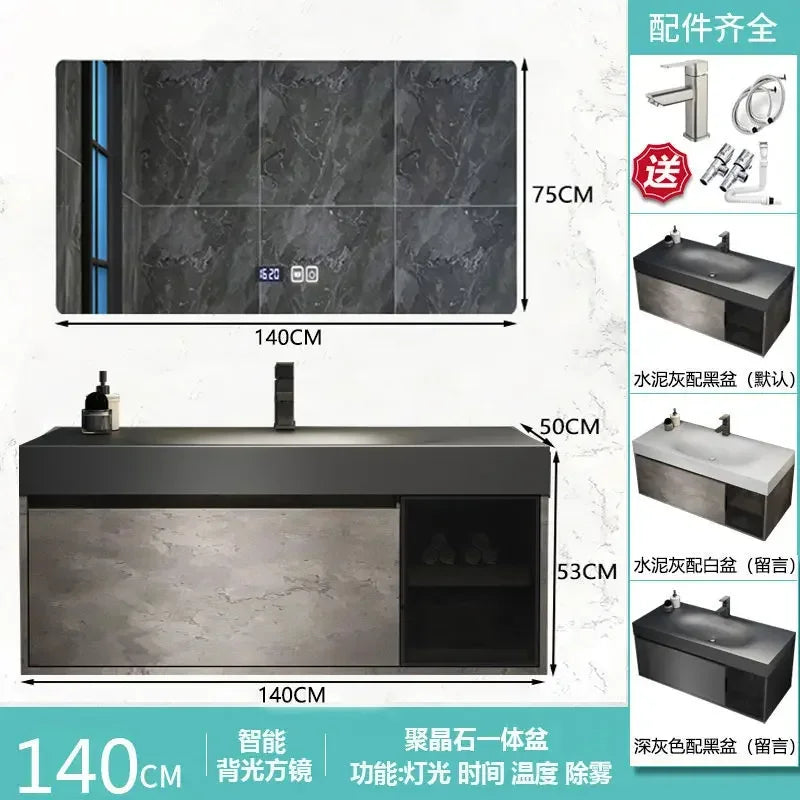 Rock Integrated Washbasin ,  Vanity Cabinets with Sink, Smart Modern mirror cabinet