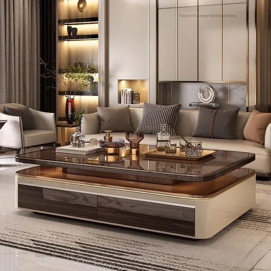 Nordic Modern Villa Luxury Design Glass Low Wooden Tables