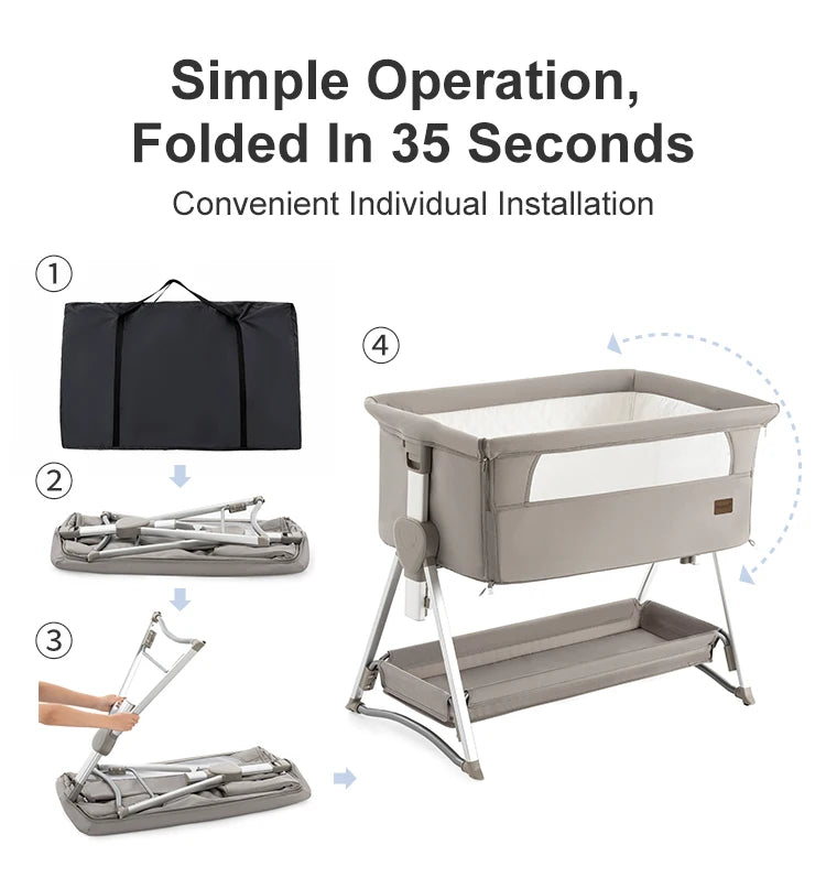 Crib Free Baby Bedside Portable Infant Travel Bed