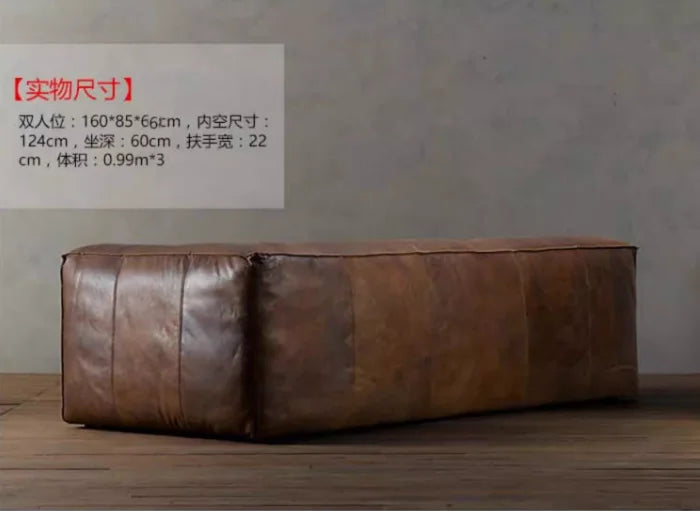 Nordic Italiano Luxury Brown  Leather  Lazy Puffs , Double Lounge Floor Couch