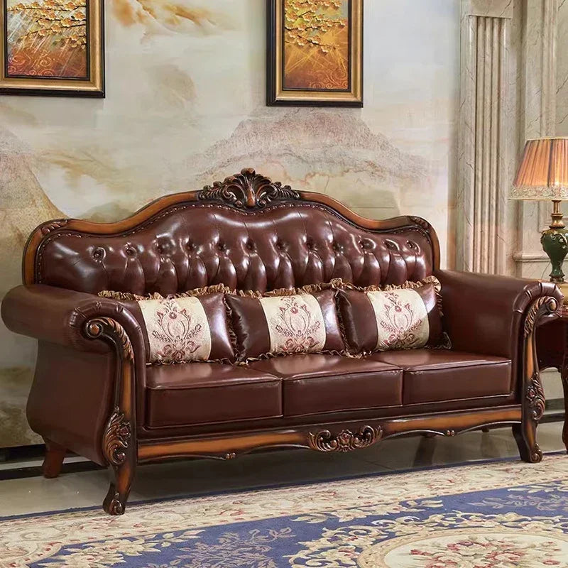 Reception High Back Luxury Vintage Sofas Sectional Soft Leather Designer