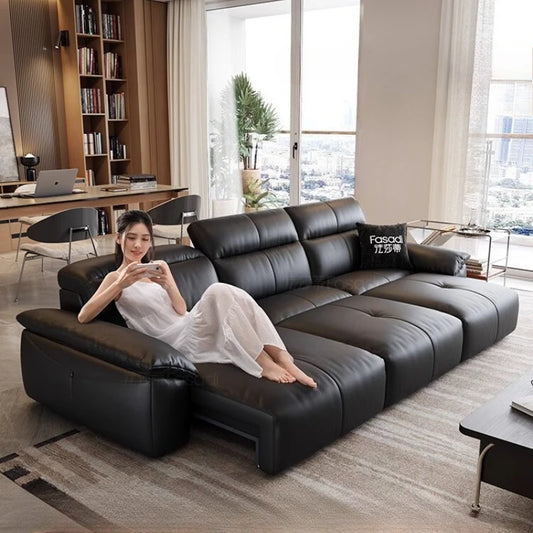 Italian Genuine Leather Luxury Black  3 Seater  Loveseat Sofa  Electric  Recliner