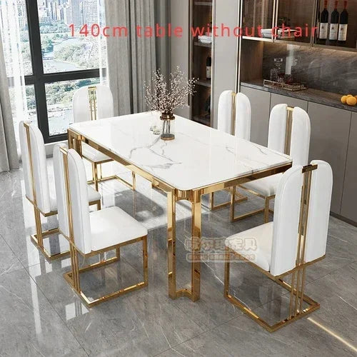 Nordic Unique Luxury Table Chairs Metal  Legs, Modern Rectangular design  .Space Saving