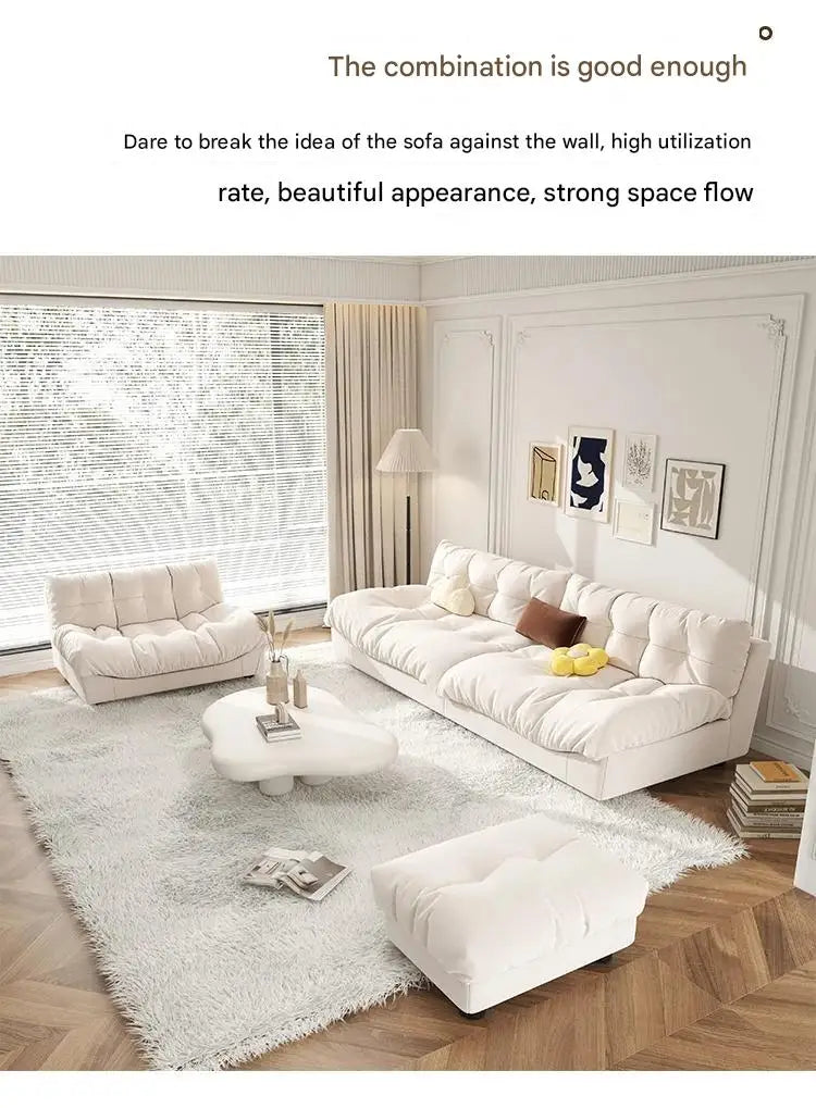 Minimalist Light Luxury Cream Clouds  Straight Comfort Sofa Bed Xxl