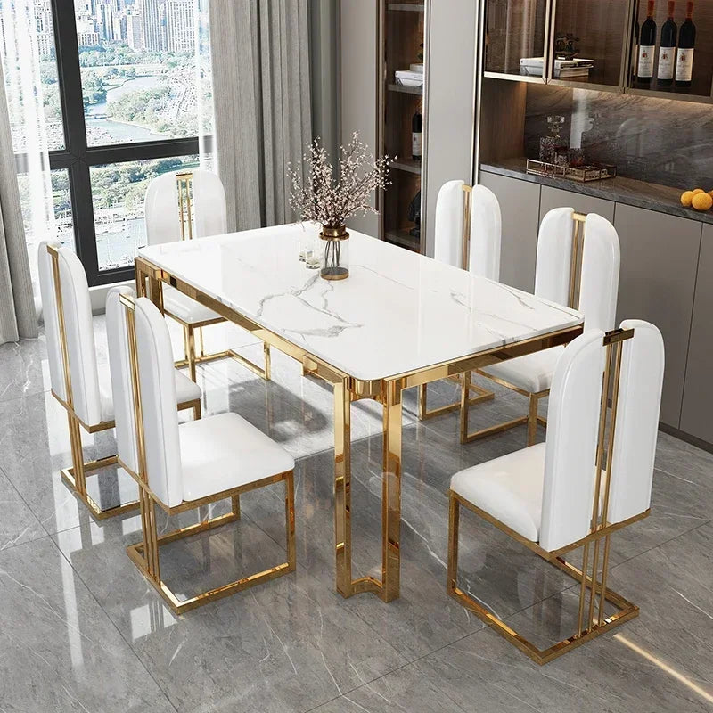Nordic Unique Luxury Table Chairs Metal  Legs, Modern Rectangular design  .Space Saving