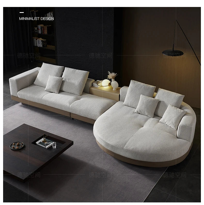 i Minimalist  Italian Sectional Cotton and  Linen Fabric  Large Flat Floor Designer Sofas