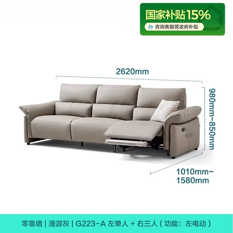Minimalist Luxury Modern Floor Sofa Lounge 3 Seater Couch ,Leather Recliner