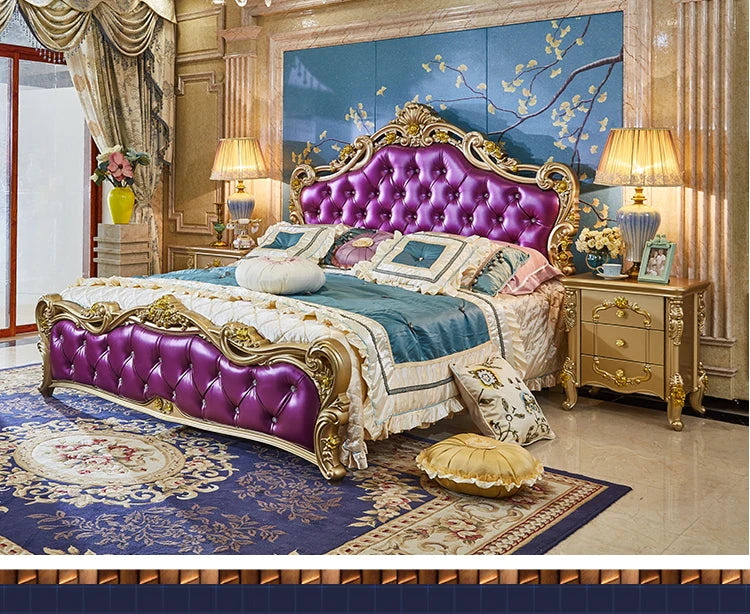 Nordic Letti E Mobile Wooden Large Princess Master Double Villa High Luxury Sleeping  set