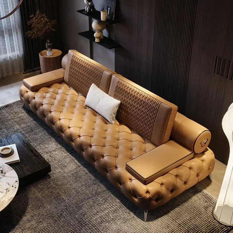 Nordic European Brown Wood Large Armrest filler Modern  Luxury  Floor Salon  Recliner