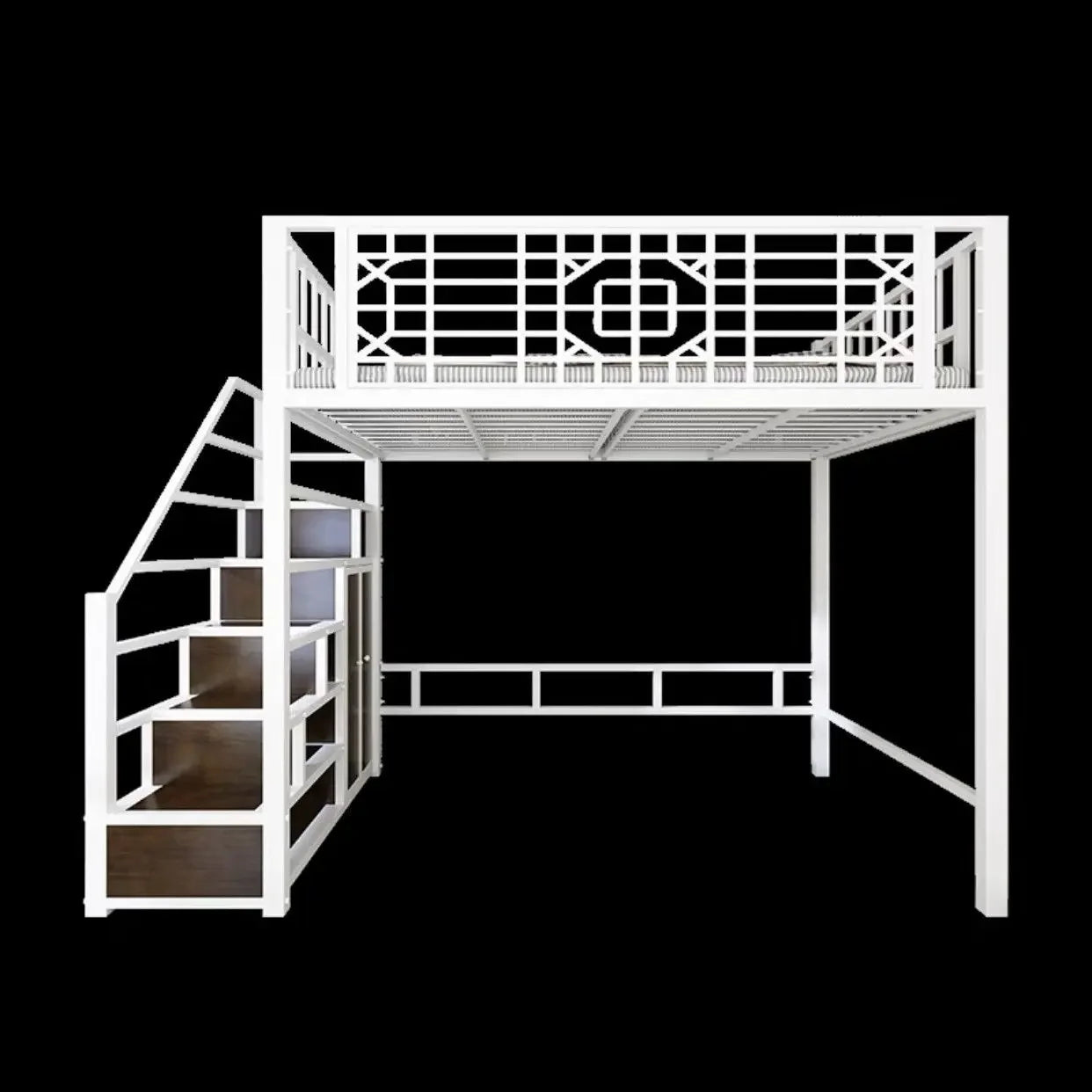 New Chinese-style loft Children's iron bed  frame elevated  upper floor