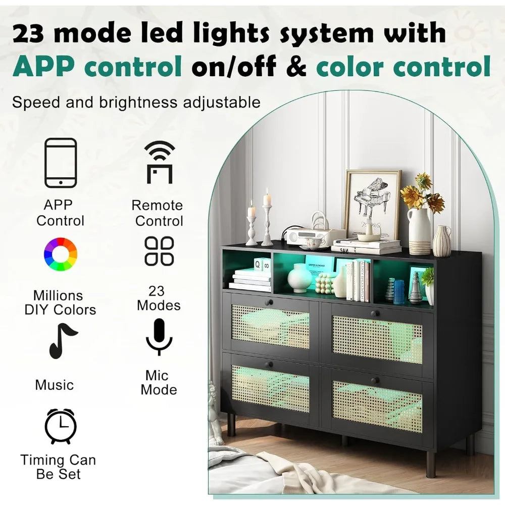 Buffet Storage Cabinet with Power Outlet and LED lights
