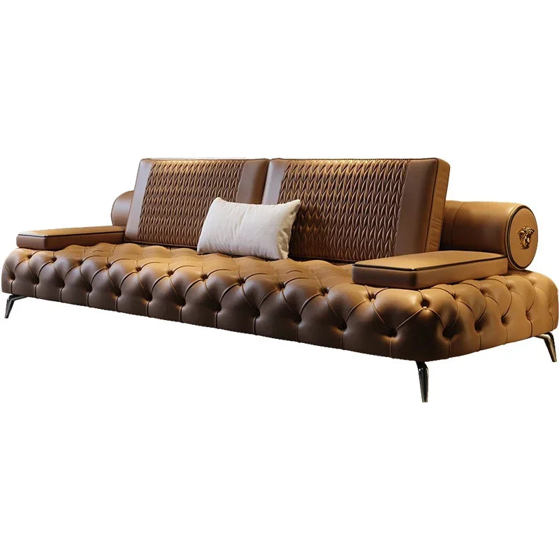 Nordic European Brown Wood Large Armrest filler Modern  Luxury  Floor Salon  Recliner
