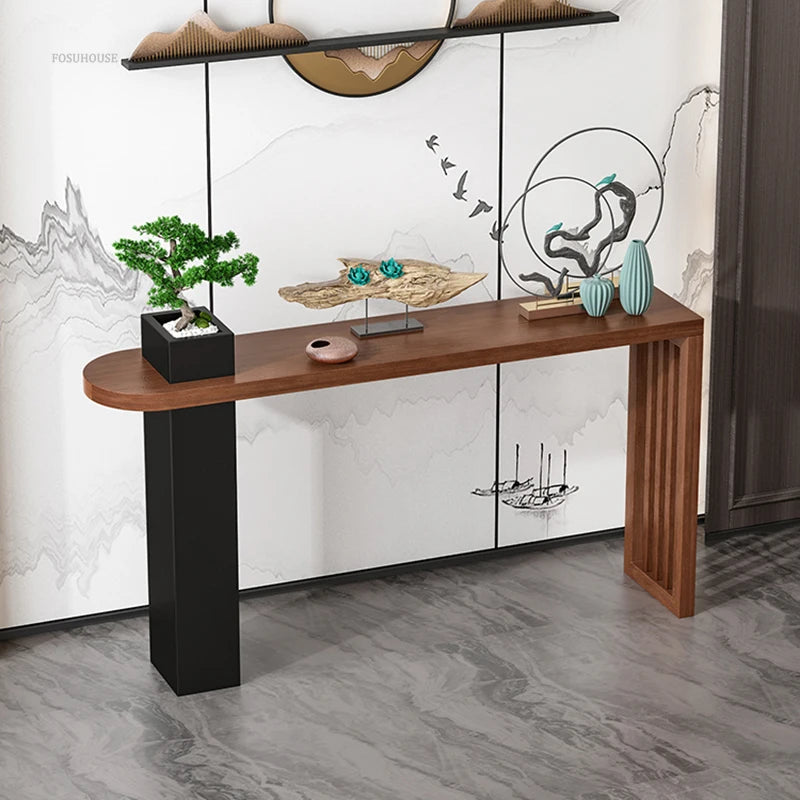 . 
Chinese Solid Wood Console Table, light, luxury, creative, narrow, hallway