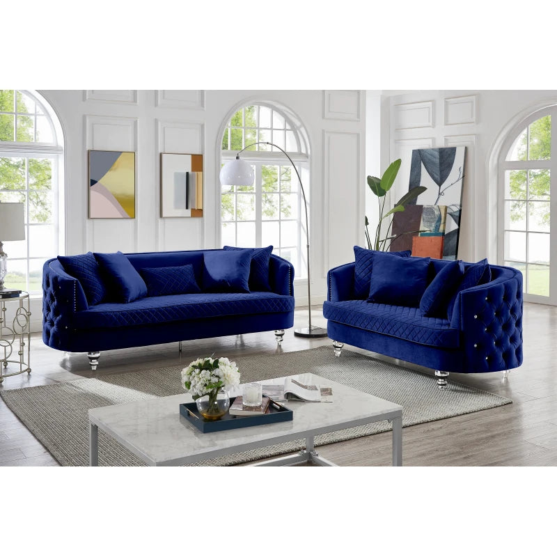 Velvet Upholstered  Three Seater Sectional ,Modern Style Button Tufted Sofa, loveseat and Armchair