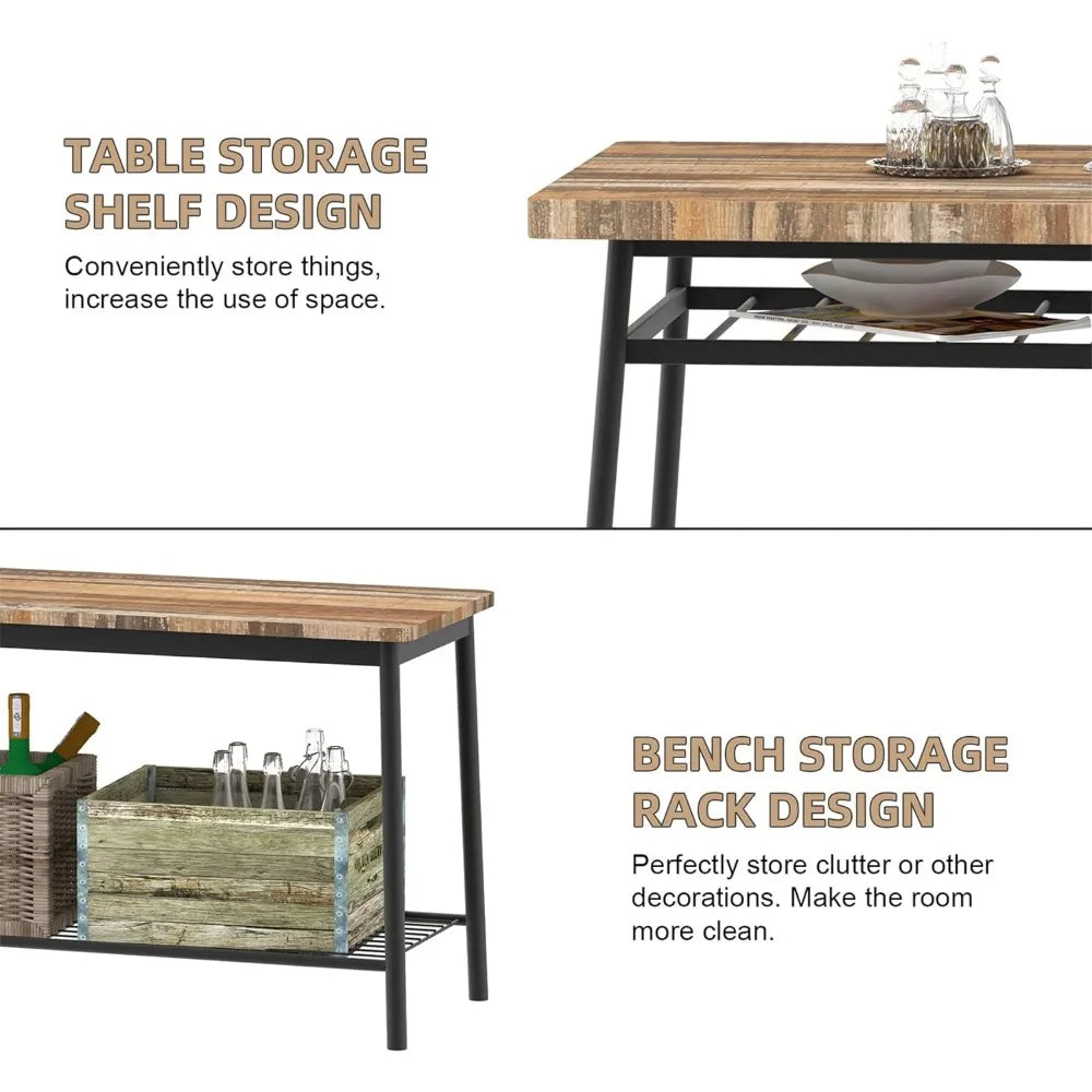 Table and Chairs for 6, Storage Rack for Home, 4 chairs