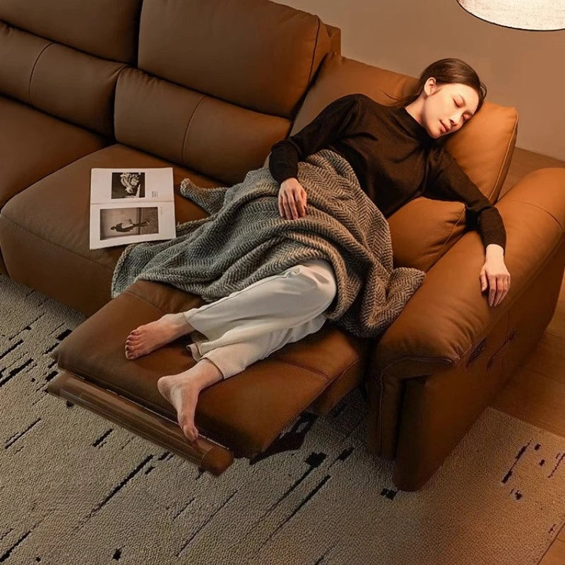 Minimalist Luxury Modern Floor Sofa Lounge 3 Seater Couch ,Leather Recliner
