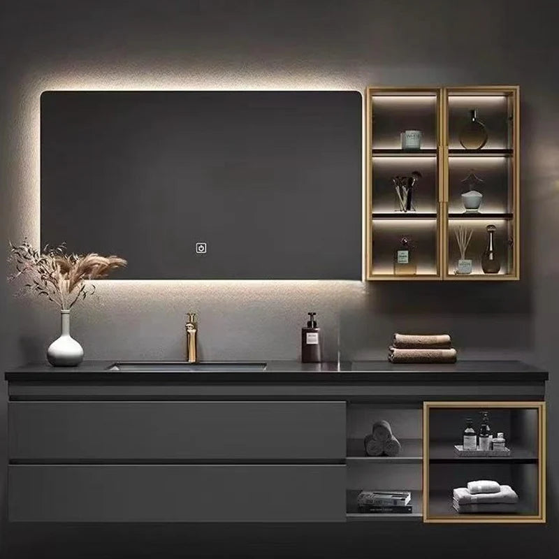 Rock Cabinet Modern, Narrow, Simple Corner Storage Cabinet Organizer  Mirror Vanity Unit Luxury Wall Shelves