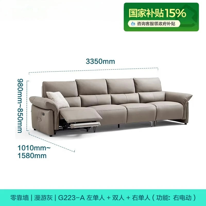 Minimalist Luxury Modern Floor Sofa Lounge 3 Seater Couch ,Leather Recliner