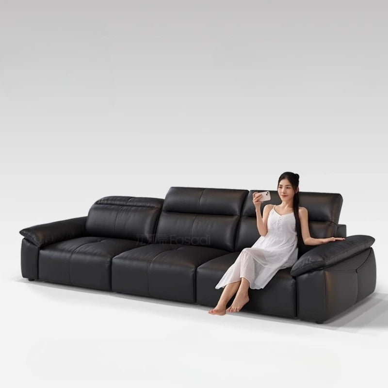 Italian Genuine Leather Luxury Black  3 Seater  Loveseat Sofa  Electric  Recliner
