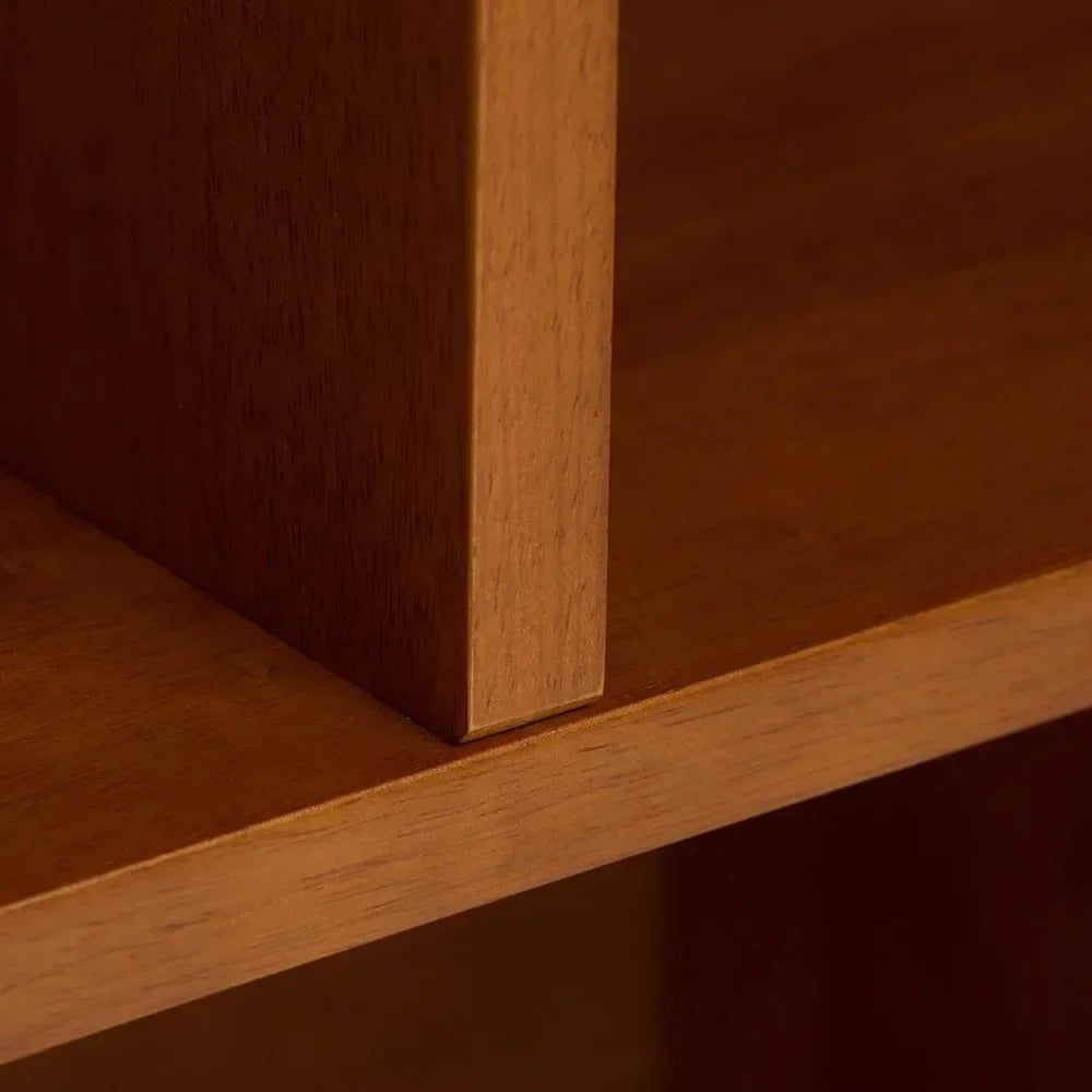 Draper SOLID HARDWOOD Teak Brown Mid Century Wide Bookcase and Storage Unit