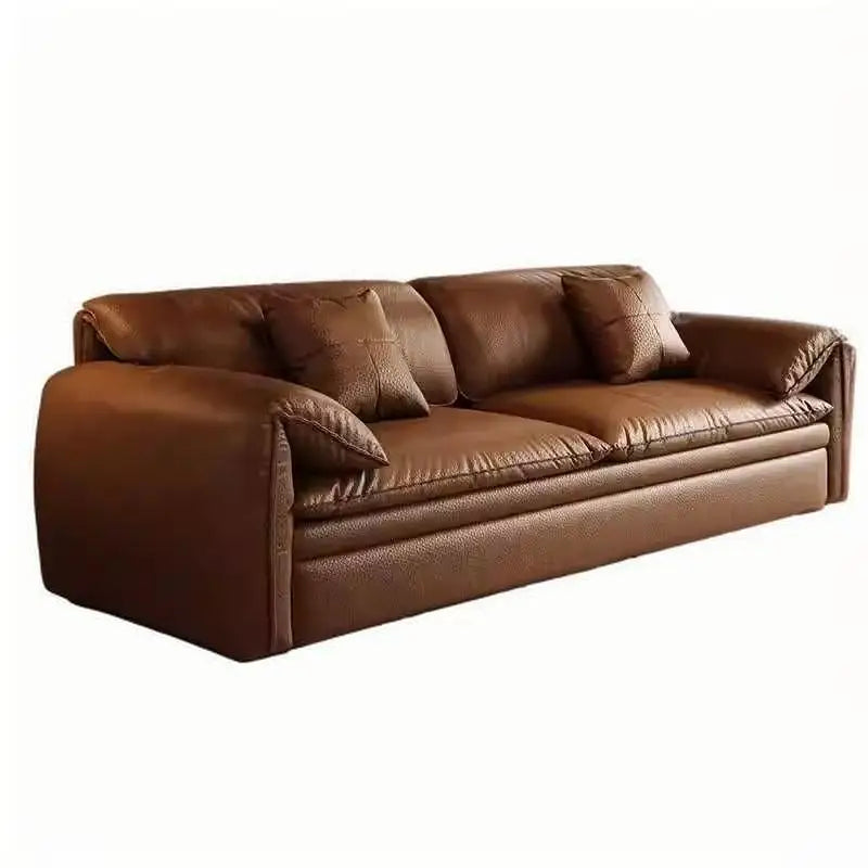 European Sofa Bed Brown Faux Leather. Italian Modern Sleeper Couch Chaise Lounge Small Canape Salon