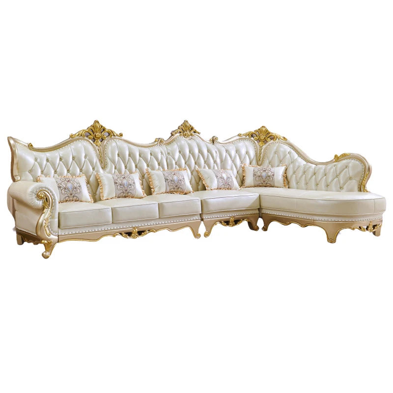 Classic Antique Royal Style L Shape Luxury  Couch Sets