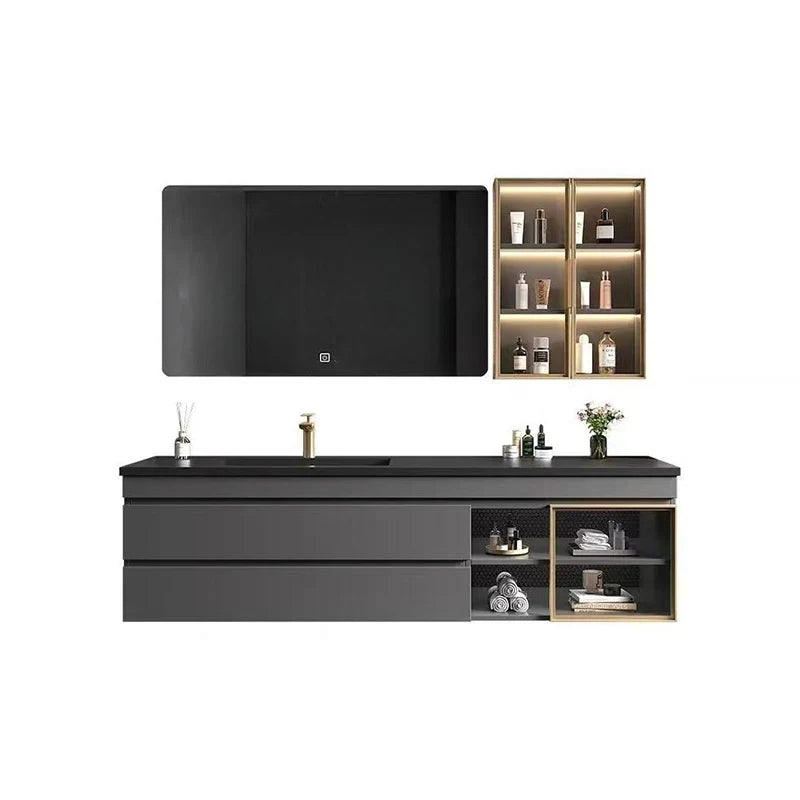 Rock Cabinet Modern, Narrow, Simple Corner Storage Cabinet Organizer  Mirror Vanity Unit Luxury Wall Shelves