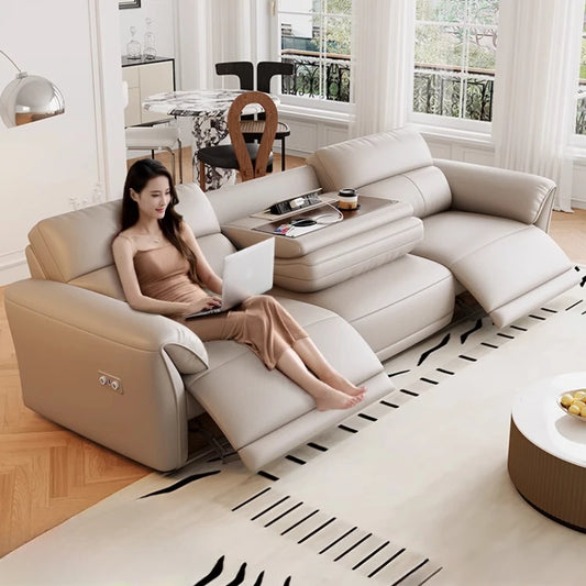 Minimalist Luxury Floor Recliner Sofa Bed modern 3 seater,genuine leather designer