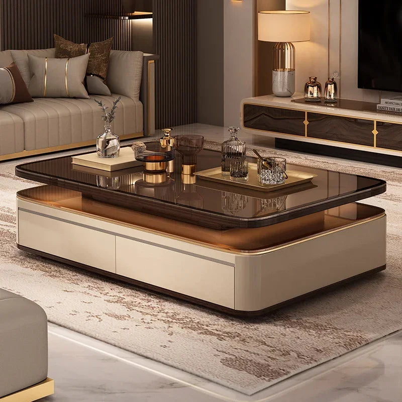 Nordic Modern Villa Luxury Design Glass Low Wooden Tables
