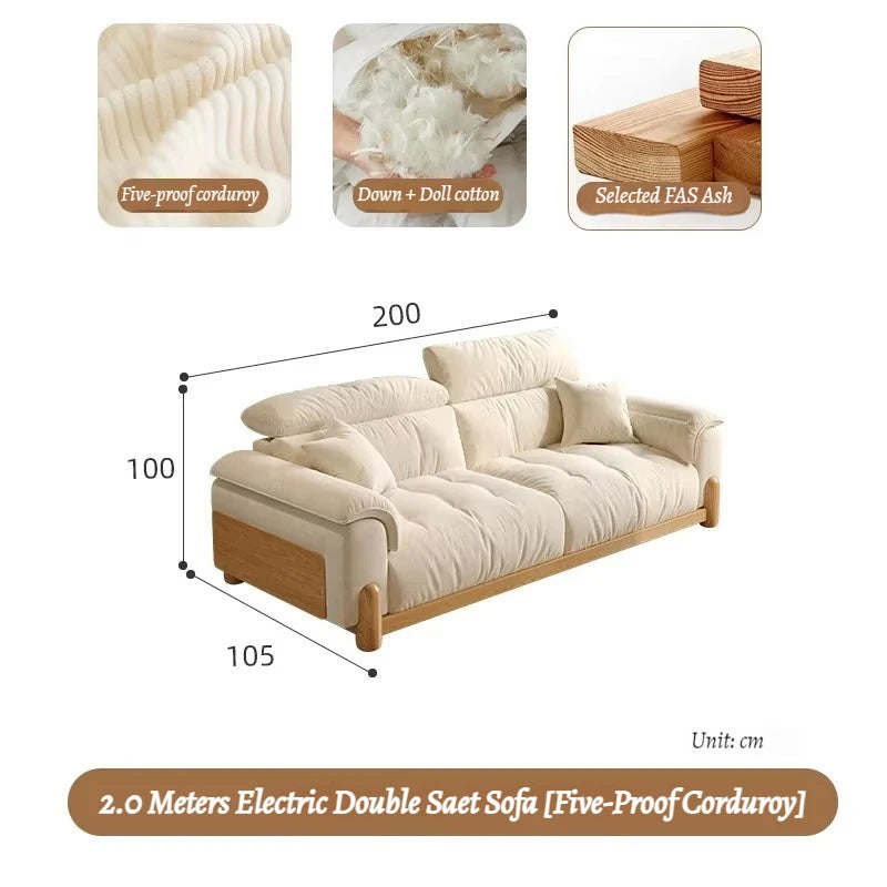 Japanese New Lazy  Simple Square Electric Designer Puffs Modern Solid Wood  Couches