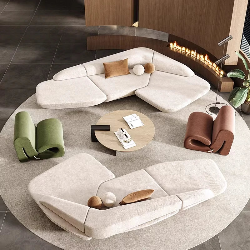 Reception Corner Aesthetics Curved Cute Luxury Leisure Sofa , Office Designer Art