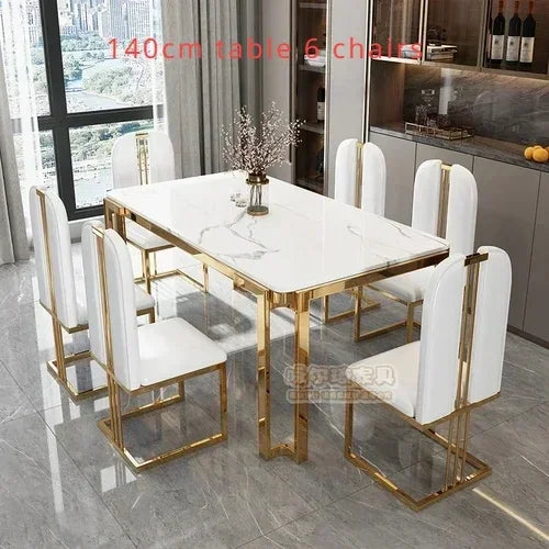 Nordic Unique Luxury Table Chairs Metal  Legs, Modern Rectangular design  .Space Saving