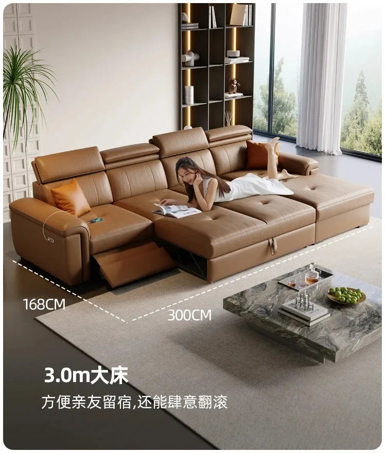 Nordic Large Luxury Brown Back Support Sofa, Designer Recliner lounge sofa
