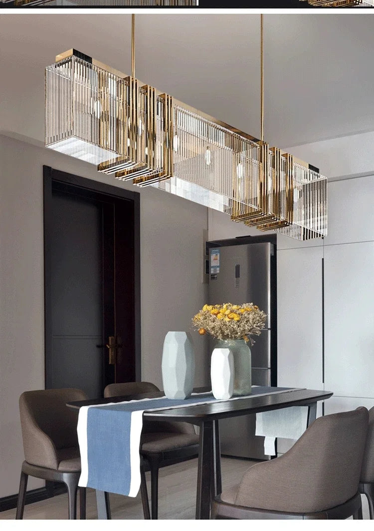 Nordic  Crystal Chandelier  Light, Luxury  Simple  Strip Light  Simple Hanging Interior Decoration Lamp