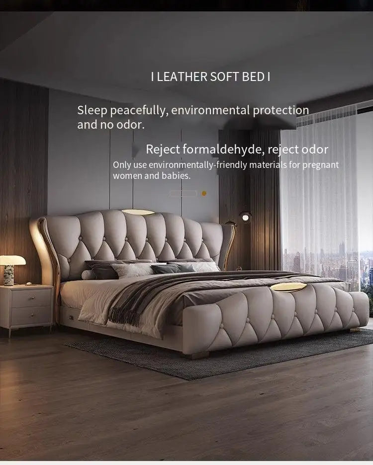 Matrimonial Contact Double  Leather King Size Wooden Luxury Double Modern  Princess Bed