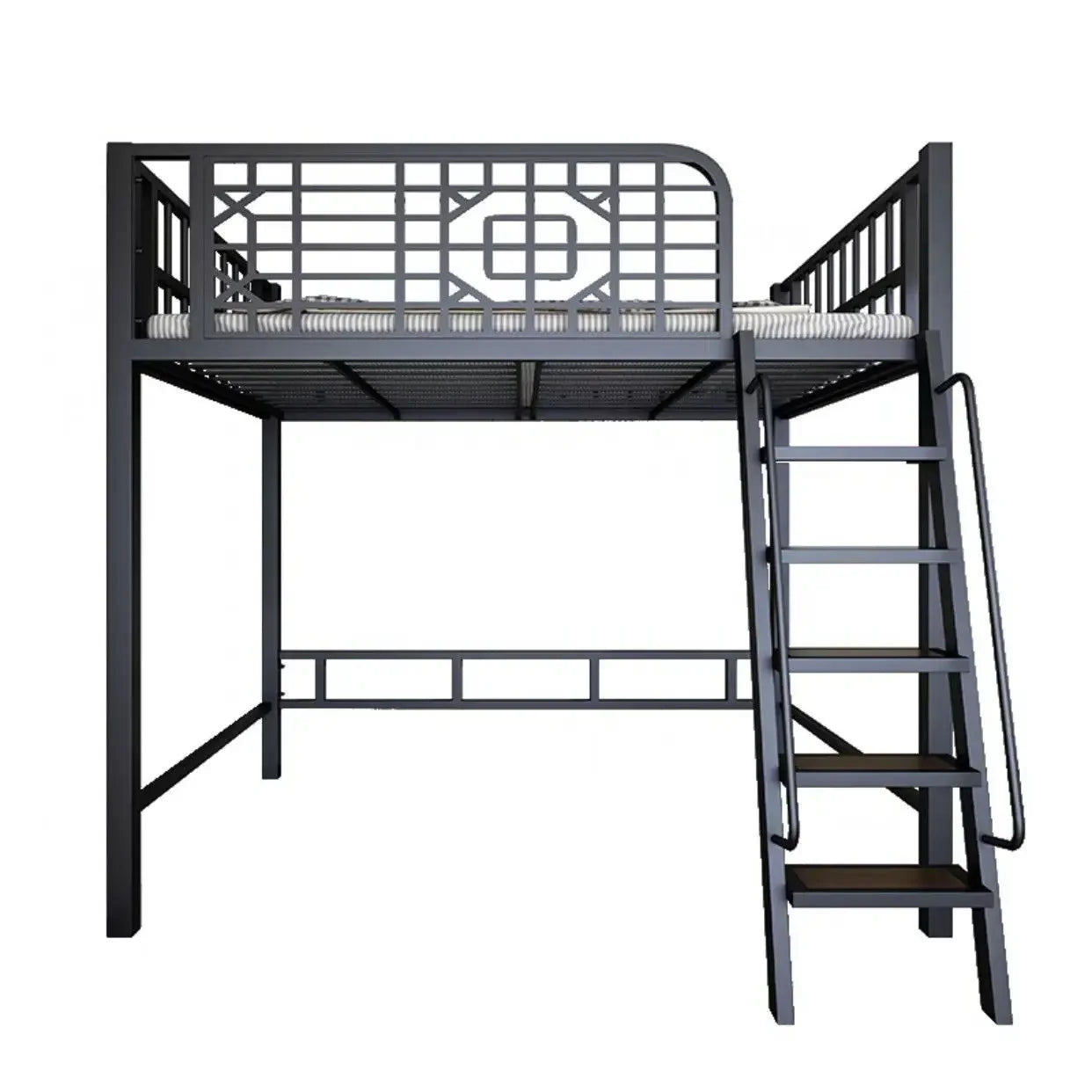 New Chinese-style loft Children's iron bed  frame elevated  upper floor
